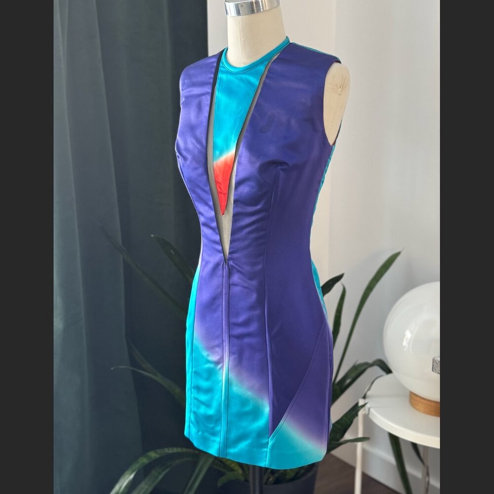 Fernando Garcia Stunning Watercolor Silk inset mini dress